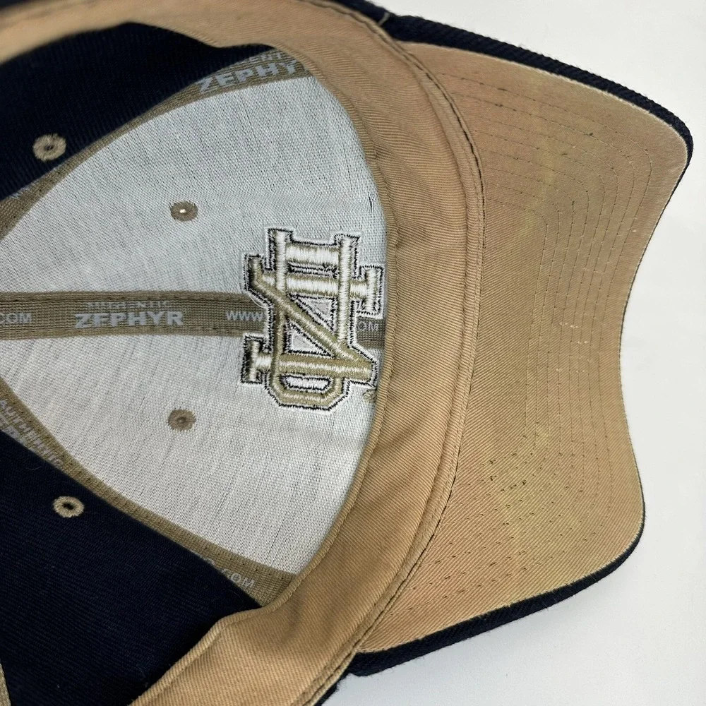 Zephyr The Z Hat Fighting Irish Notre Dame Fitted Hat 7 1/2 Blue‎ Embroidered
